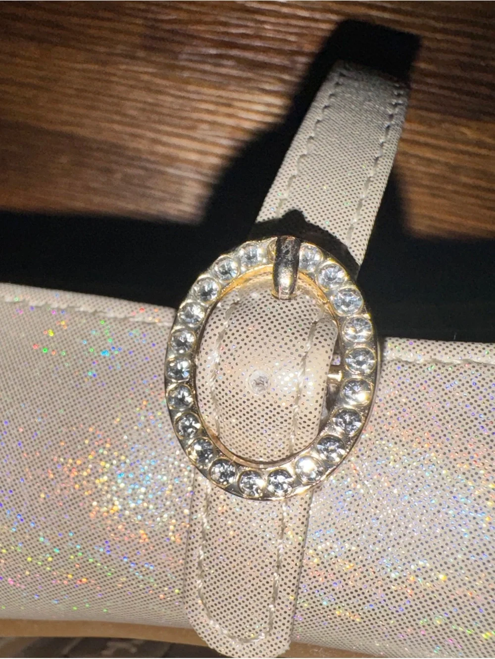 Sugar Girls Size 1 Iridescent Shimmer Mary Jane Dress Shoes Rhinestone